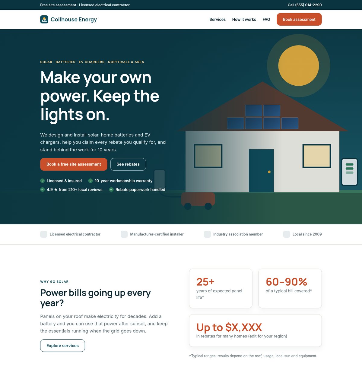 Coilhouse Lite one-page website template, top of the page